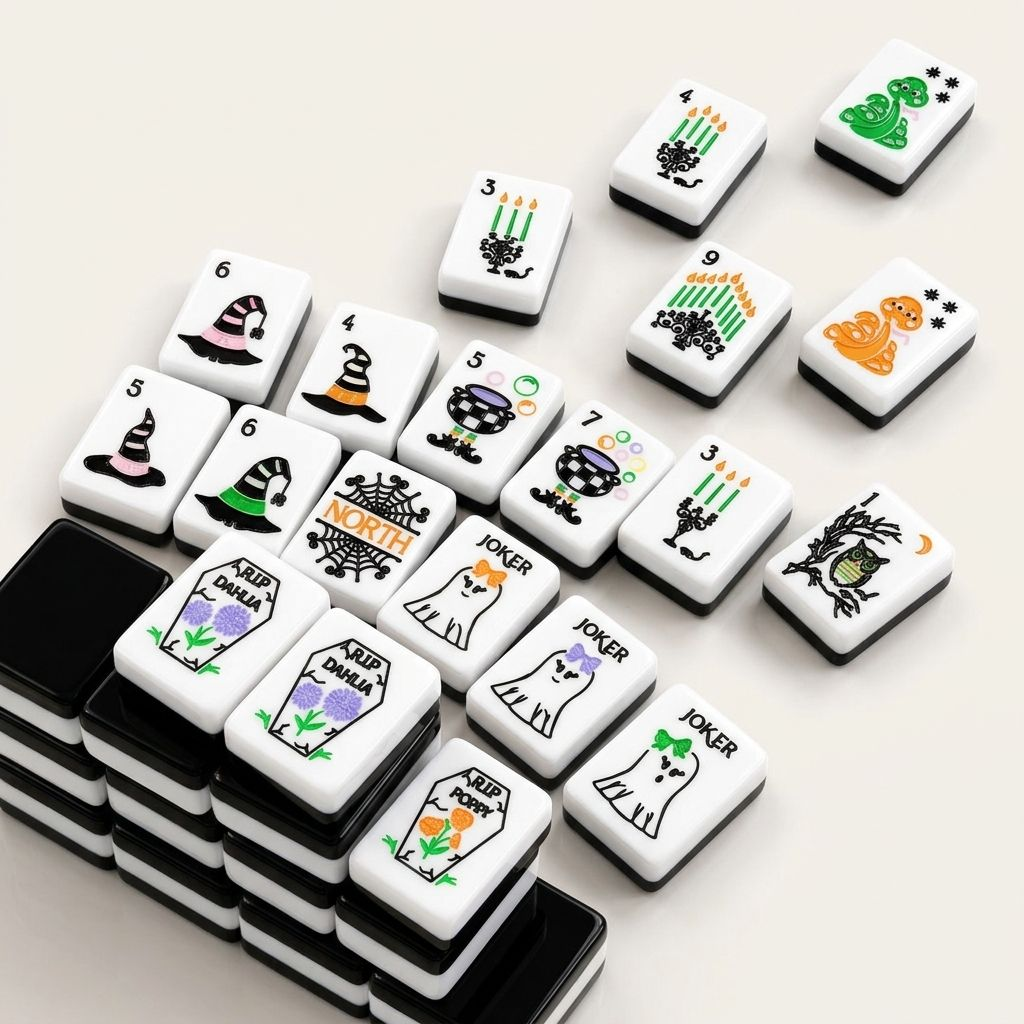 Halloween Mahjong — 160 Tiles, Two-Tone Layered Acrylic